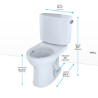TOTO CST453CEFRG#01 Drake Ii Two-Piece Round 1.28 Gpf Universal Height Toilet With Cefiontect And Right-Hand Trip Lever - Cotton White