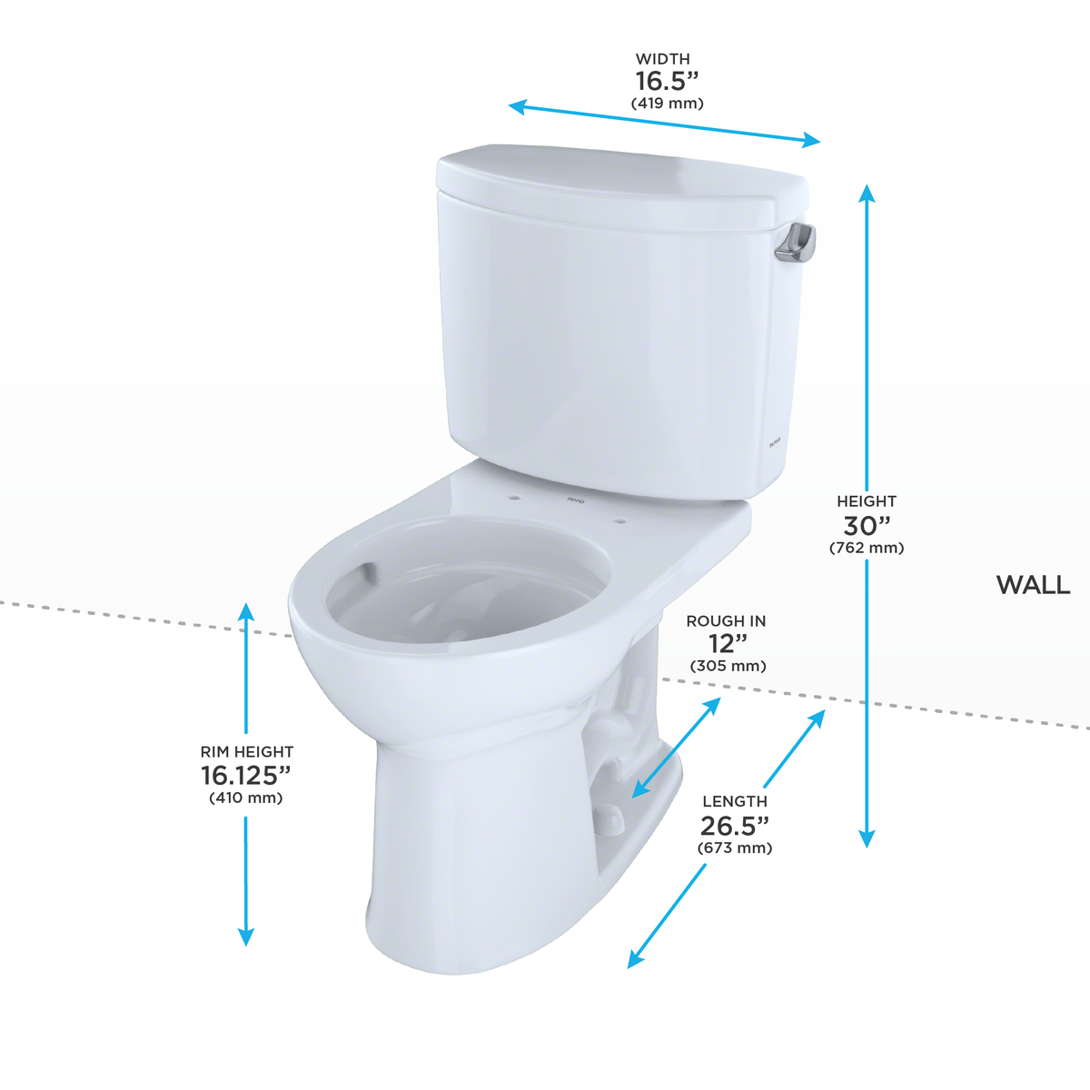 TOTO CST453CEFRG#01 Drake Ii Two-Piece Round 1.28 Gpf Universal Height Toilet With Cefiontect And Right-Hand Trip Lever - Cotton White