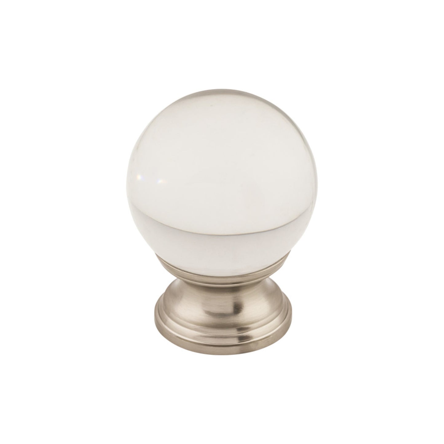 TOP KNOBS TK842BSN Clarity Clear Glass 1 3/8" Diameter Round Knob , Brushed Satin Nickel