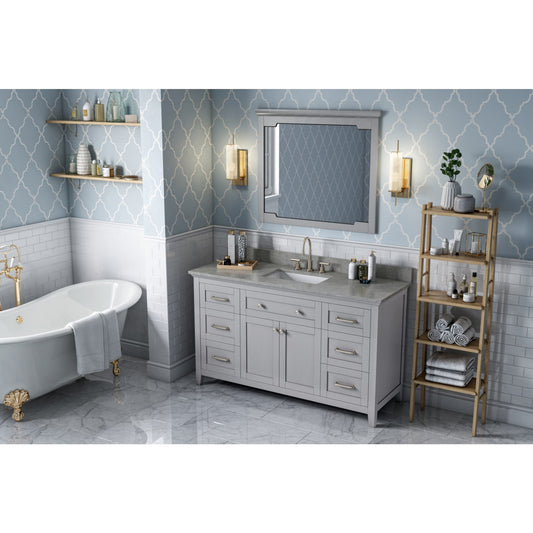 JEFFREY ALEXANDER VKITCHA60SGRSGR 60" Grey Chatham Vanity, Steel Grey Cultured Marble Vanity Top, undermount rectangle bowl , Grey