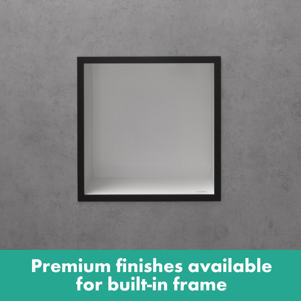 HANSGROHE 56099340 XtraStoris Individual Wall Niche Matte White with Design Frame 12"x 12"x 4" - Brushed Black Chrome