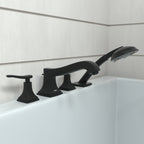 HANSGROHE 31441671 Metropol Classic 4-Hole Roman Tub Set Trim with Lever Handles and 1.8 GPM Handshower - Matte Black