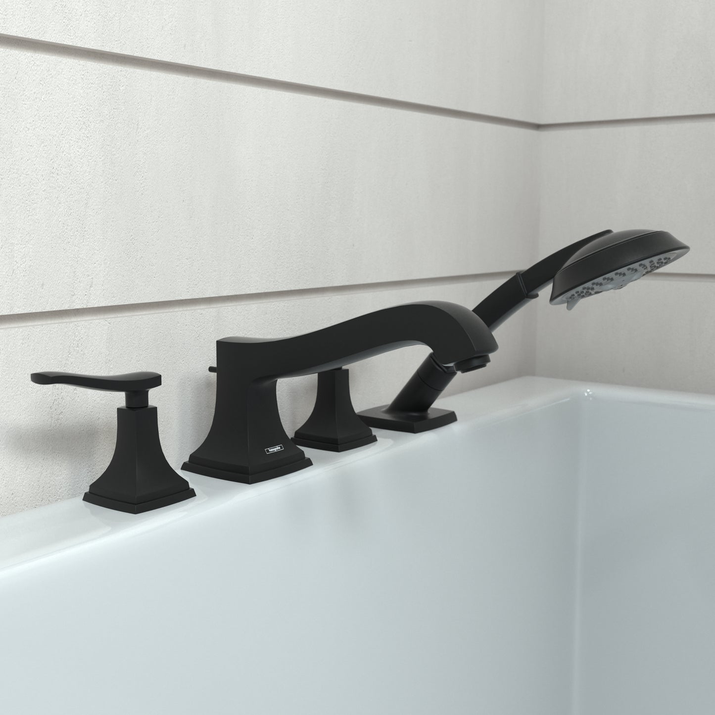 HANSGROHE 31441671 Metropol Classic 4-Hole Roman Tub Set Trim with Lever Handles and 1.8 GPM Handshower - Matte Black