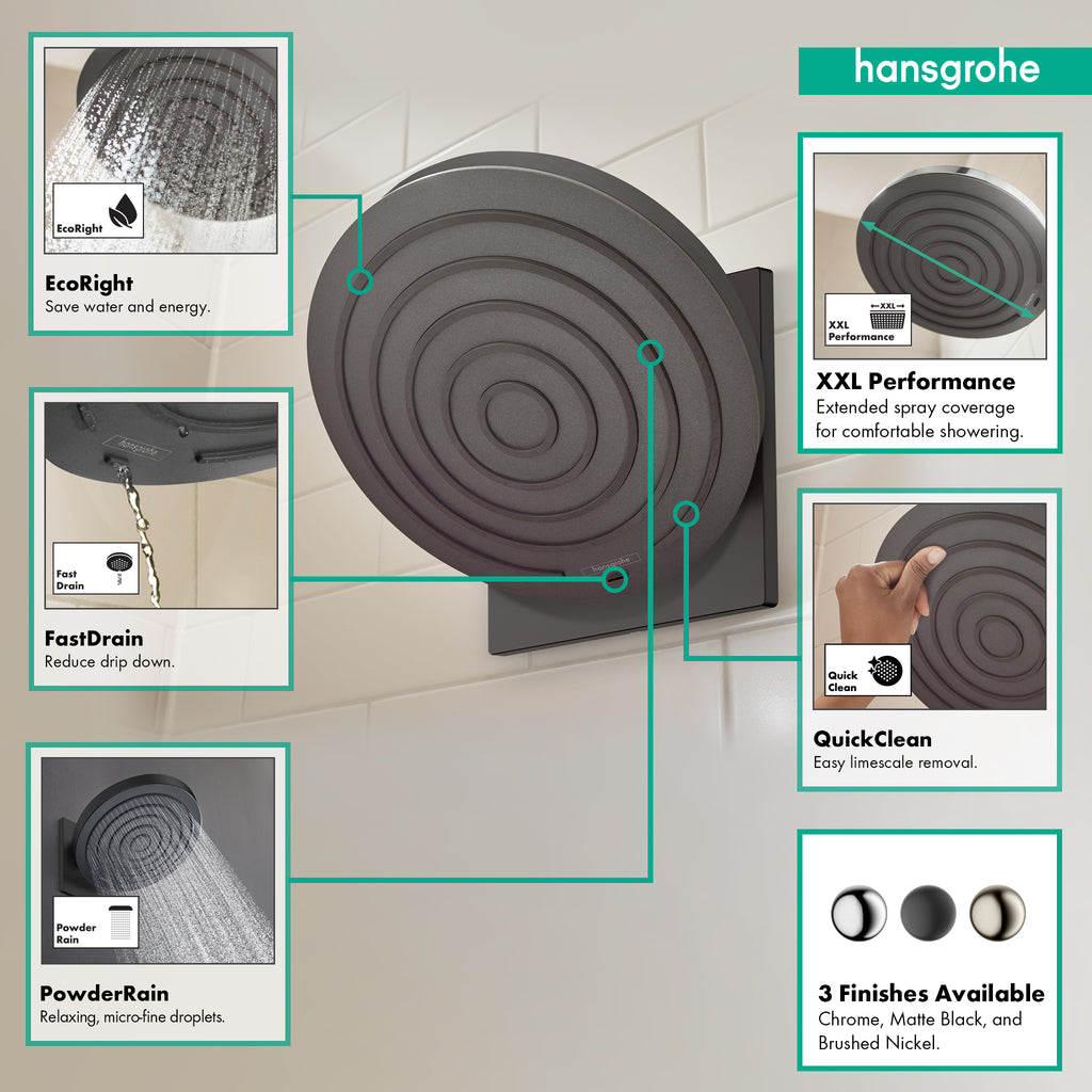 HANSGROHE 24142671 Pulsify S Showerhead 260 1-Jet, 1.75 GPM - Matte Black