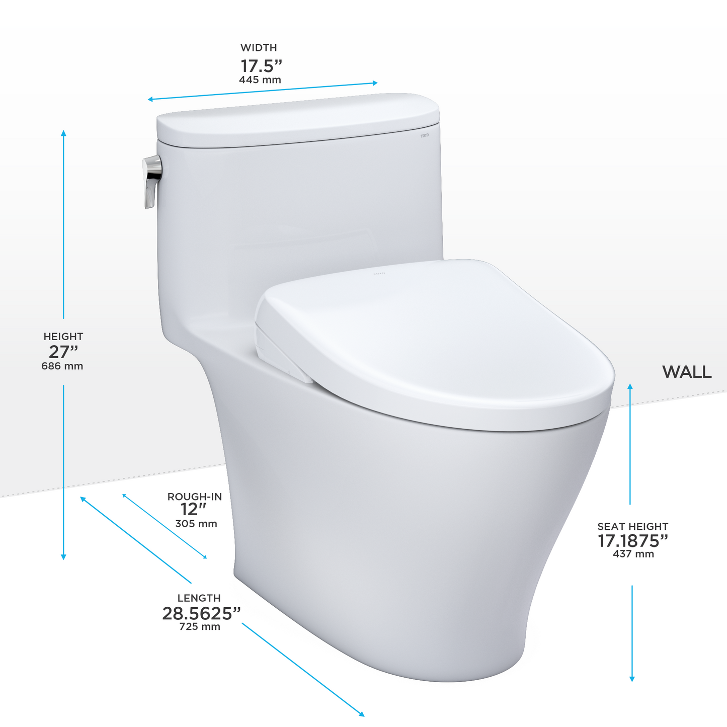 TOTO MW6424726CEFG#01 Washlet+ Nexus One-Piece Elongated 1.28 Gpf Toilet With S7 Contemporary Bidet Seat - Cotton White