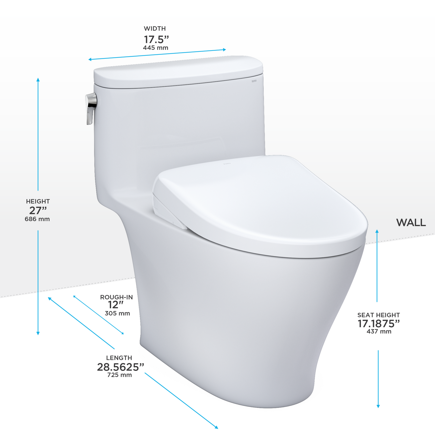 TOTO MW6424726CEFGA#01 WASHLET+ Nexus One-Piece Elongated 1.28 GPF Toilet with Auto Flush S7 Contemporary Bidet Seat , Cotton White