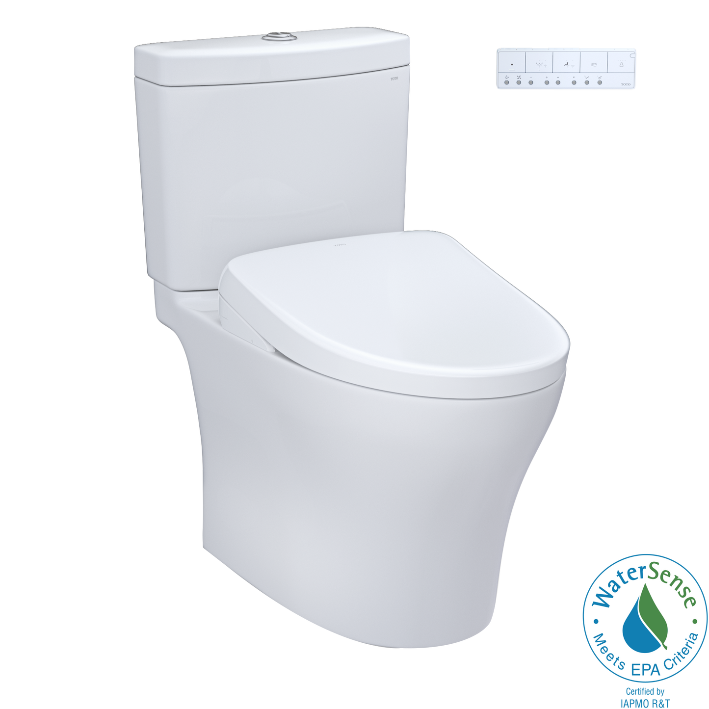 TOTO MW4464726CEMGN#01 Washlet+ Aquia Iv Two-Piece Elongated Dual Flush 1.28 And 0.9 Gpf Toilet And Contemporary Washlet S7 Contemporary Bidet Seat - Cotton White