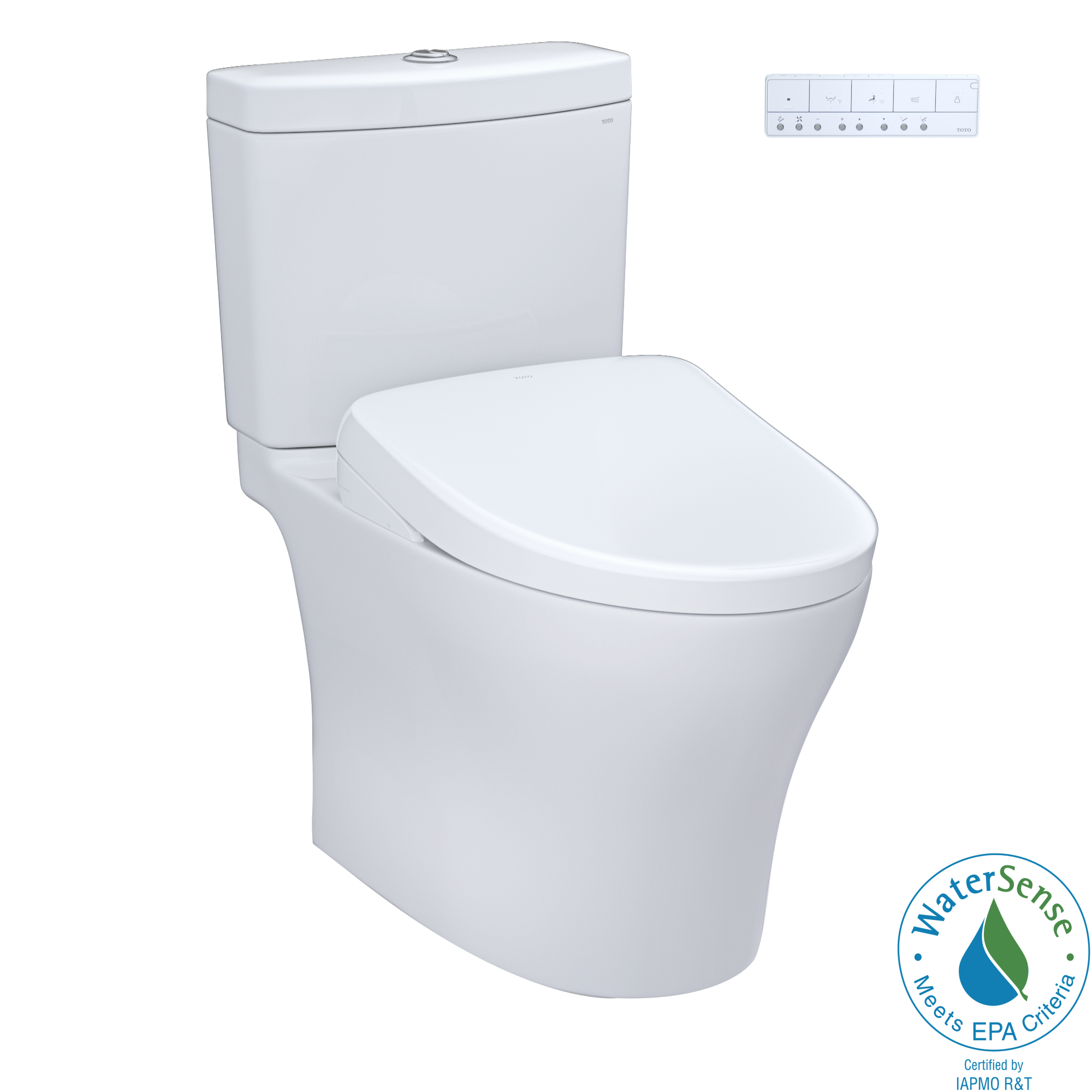 TOTO MW4464736CEMGNA#01 Washlet+ Aquia Iv Two-Piece Elongated Dual Flush 1.28 And 0.9 Gpf Toilet And With Auto Flush S7A Contemporary Bidet Seat - Cotton White