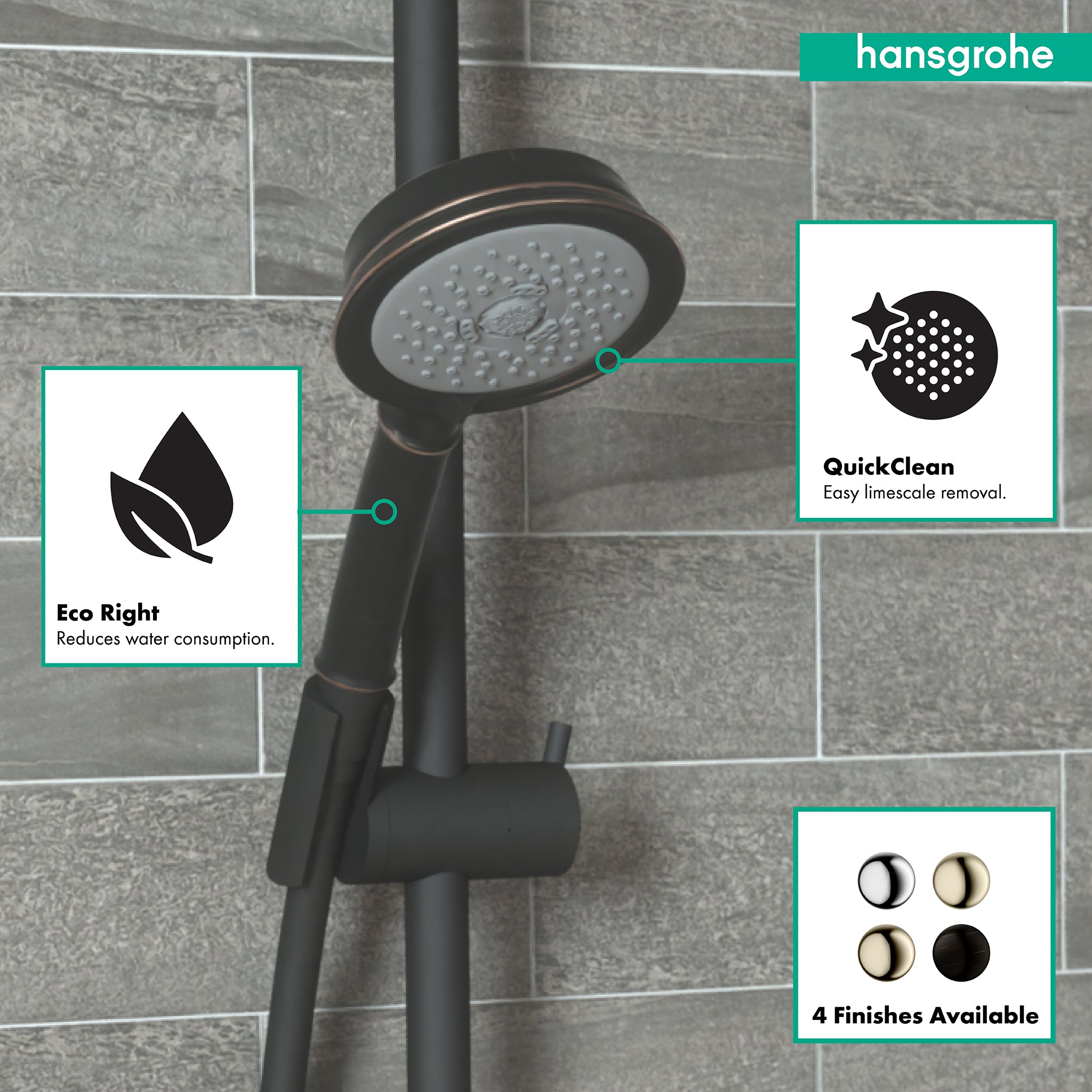 HANSGROHE 04753920 Croma 100 Classic Handshower 3-Jet, 1.8 GPM - Rubbed Bronze