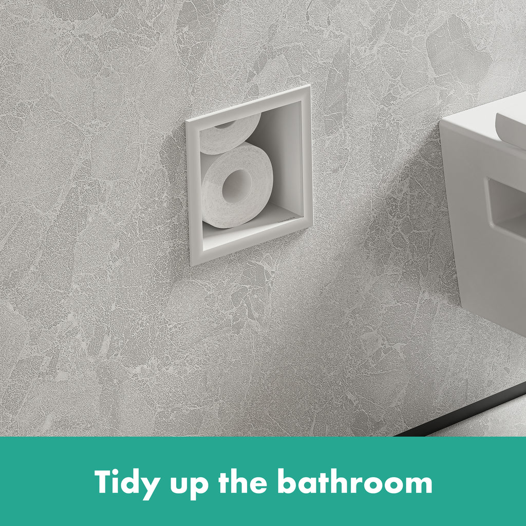 HANSGROHE 56058700 XtraStoris Original Recessed Toilet Paper Holder with Storage & Tileable Door - Matte White
