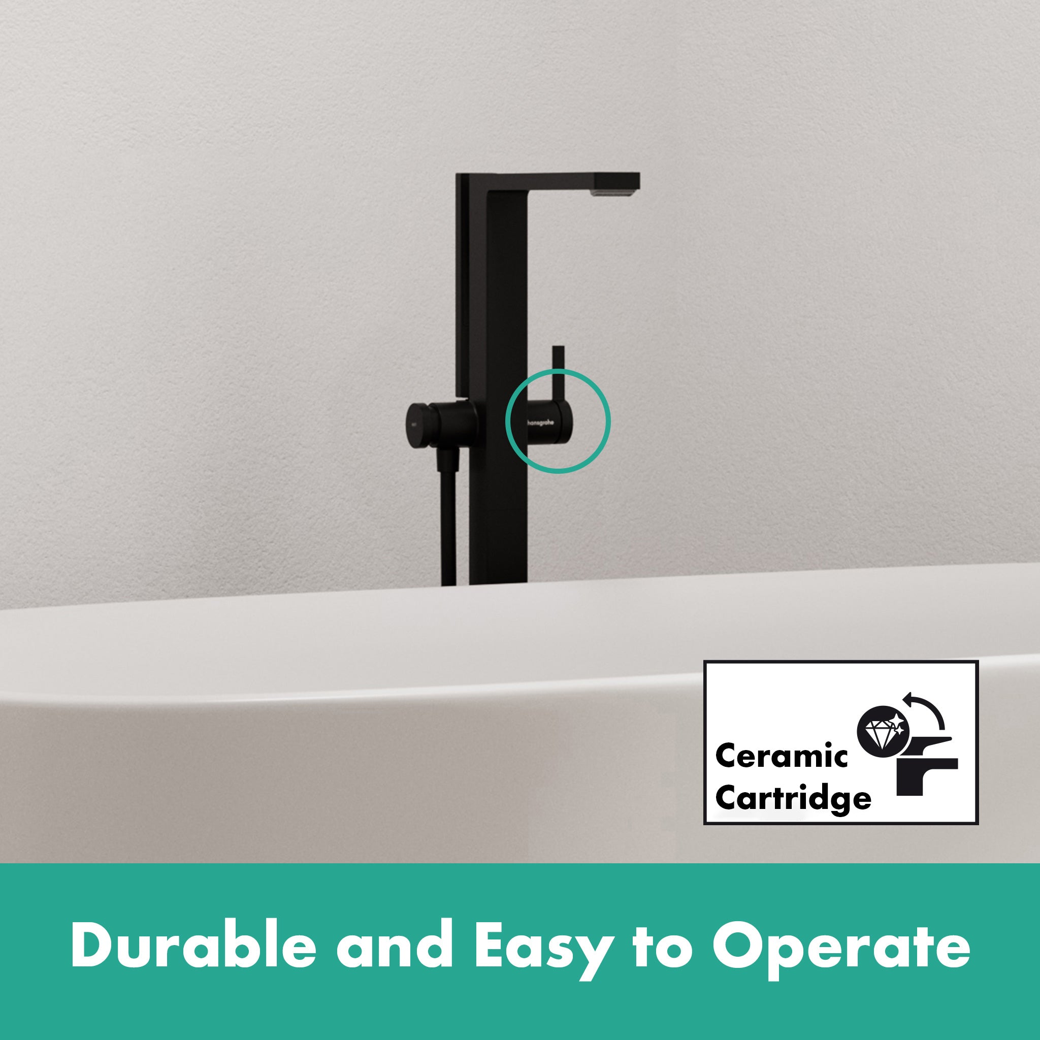 HANSGROHE 73445671 Tecturis E Freestanding Tub Filler with 1.75 GPM Handshower - Matte Black