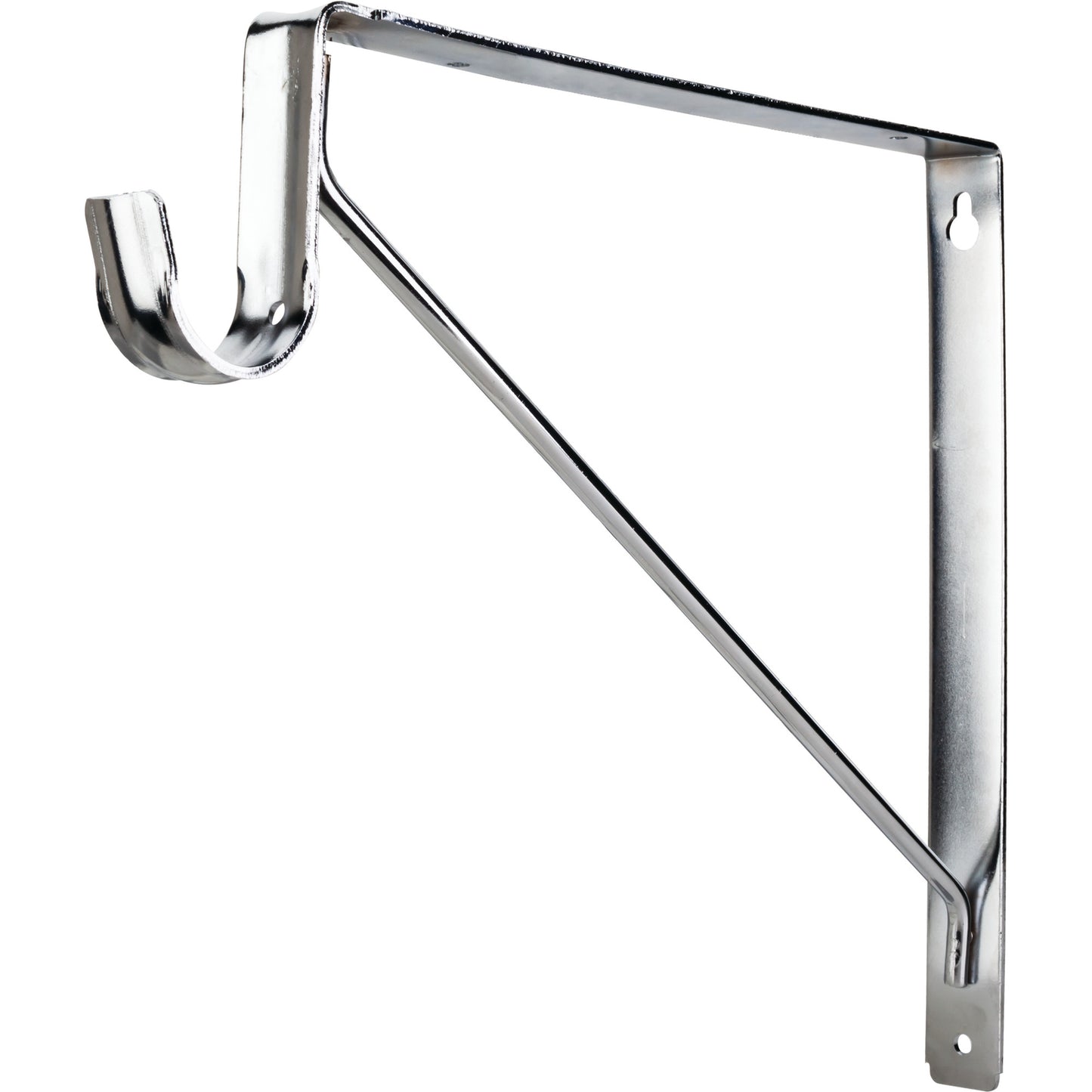 HARDWARE RESOURCES 1516CH Chrome Shelf Bracket with Rod Support for 1-5/16" Round Closet Rods - Polished Chrome