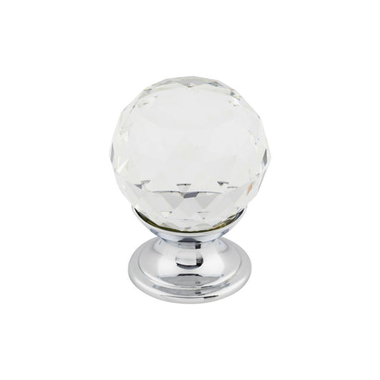 TOP KNOBS TK125PC Clear Crystal 1 1/8" Diameter Round Knob - Polished Chrome