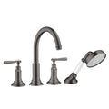 AXOR 16555341 Montreux 4-Hole Roman Tub Set Trim with Lever Handles and 1.8 GPM Handshower - Brushed Black Chrome