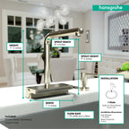 HANSGROHE 73836831 Aquno Select Kitchen Faucet, 2-Spray Pull-Out, 1.75 GPM - Polished Nickel