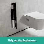 HANSGROHE 56060670 XtraStoris Rock Recessed Toilet Brush Holder with Shelf & Tileable Door - Matte Black