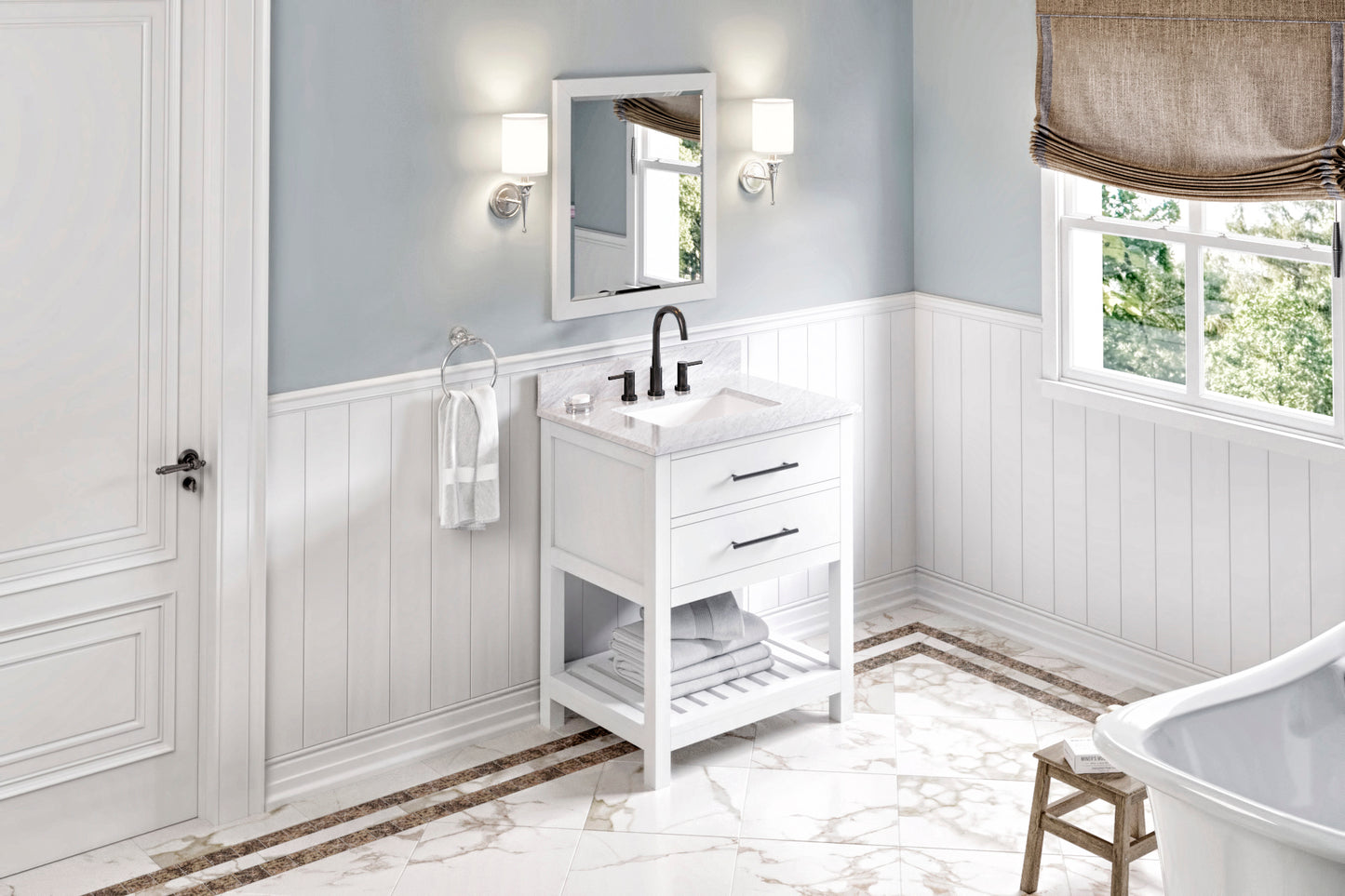 JEFFREY ALEXANDER VN2WAV-30-WH-NT 30" White Wavecrest Vanity - White