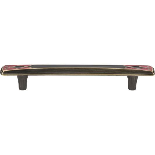 ATLAS 3188-R-B Canterbury 5 1/16" Center to Center Bar Pull , Black & Red