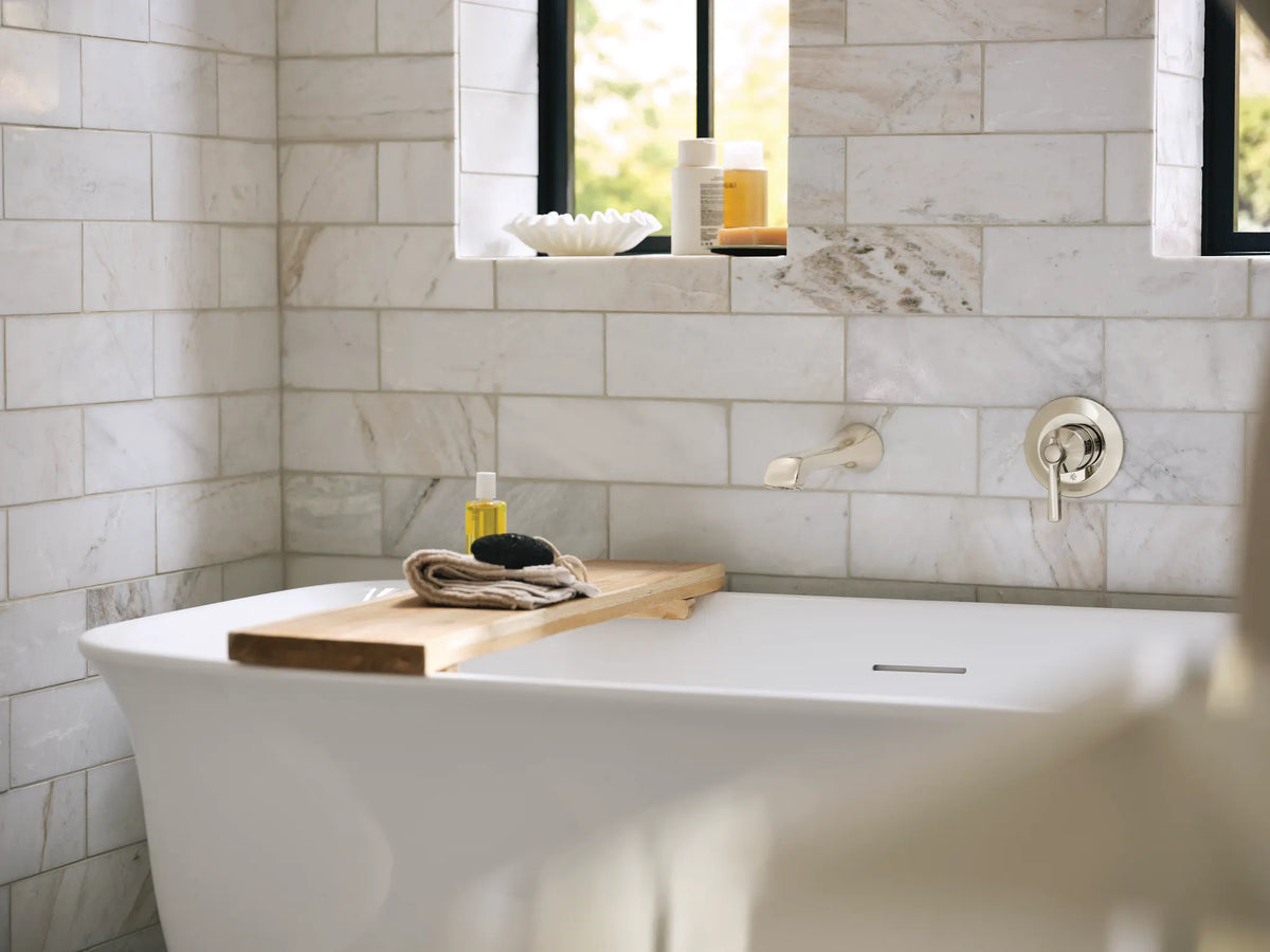 MOEN WTS921NL Flara Wall Mount Tub Filler Trim - Polished Nickel