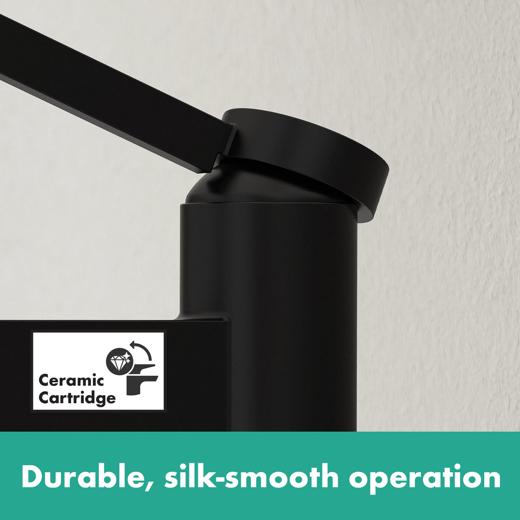 HANSGROHE 76010671 Finoris Single-Hole Faucet 100 with Pop-Up Drain, 1.2 GPM - Matte Black