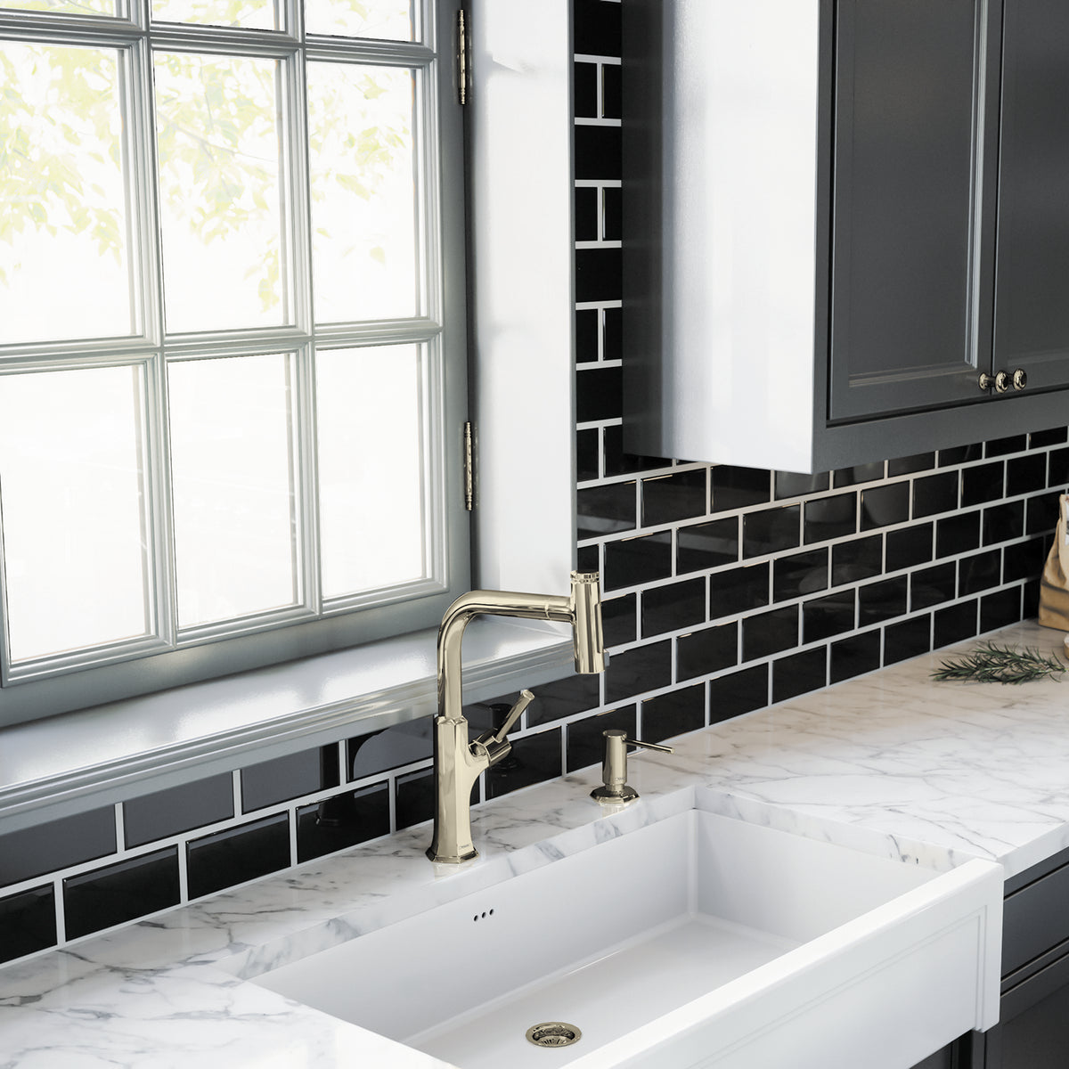 HANSGROHE 04855830 Locarno HighArc Kitchen Faucet, 2-Spray Pull-Out, 1.75 GPM - Polished Nickel