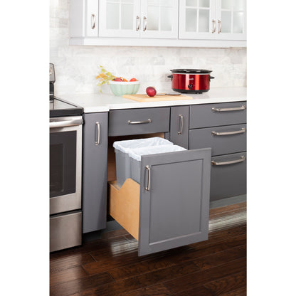 HARDWARE RESOURCES CDM-WBMD3518G Double 35 Quart Wood Bottom-Mount Soft-close Trashcan Rollout for Door Mounting, Includes Two Grey Cans - Grey