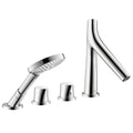 AXOR 12424001 Starck Organic 4-Hole Thermostatic Roman Tub Set Trim with 1.75 GPM Handshower - Chrome