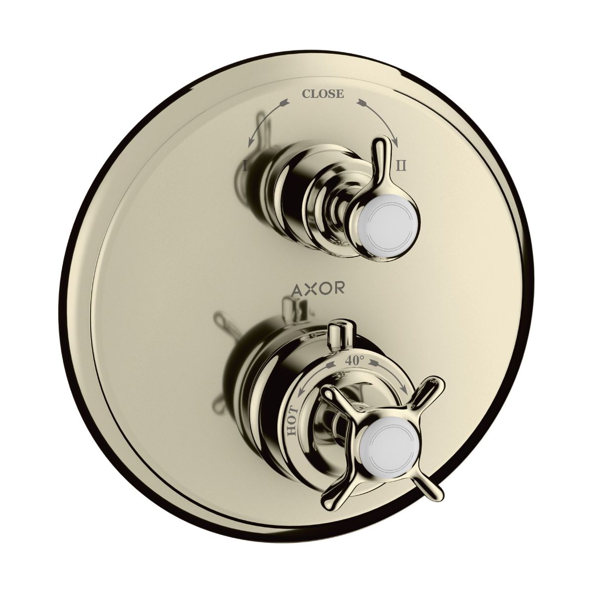 AXOR 16820831 Montreux Thermostatic Trim with Volume Control and Diverter- Cross-Handle - Polished Nickel