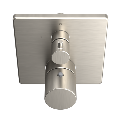 TOTO TBV02404U#BN Square Thermostatic Mixing Valve With Two-Way Diverter Shower Trim - Brushed Nickel