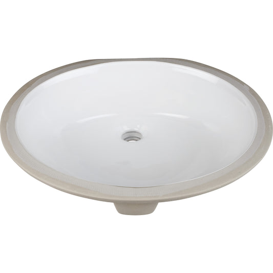 HARDWARE RESOURCES H8810WH 17-3/8" x 14-1/4" White Oval Undermount Porcelain Bathroom Sink With Overflow , White