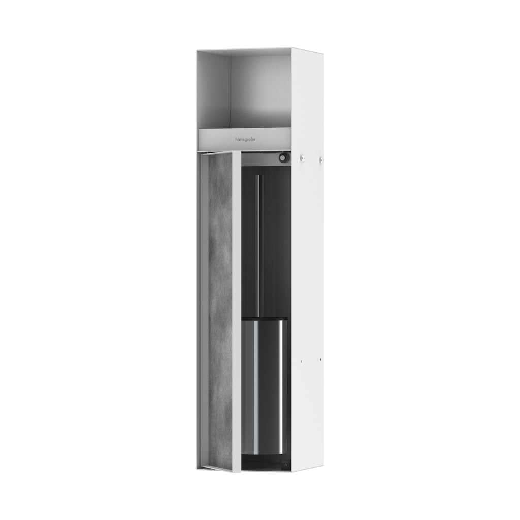 HANSGROHE 56062700 XtraStoris Rock Recessed Toilet Brush Holder with Toilet Paper Holder & Tileable Door - Matte White