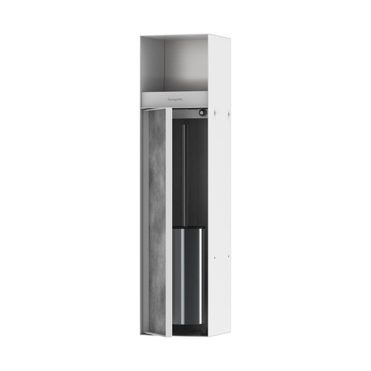 HANSGROHE 56062700 XtraStoris Rock Recessed Toilet Brush Holder with Toilet Paper Holder & Tileable Door - Matte White