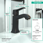 HANSGROHE 31075921 Metris C Single-Hole Faucet 100 with Pop-Up Drain, 1.2 GPM - Rubbed Bronze