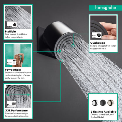 HANSGROHE 24131671 Matte Black Pulsify S Modern Showerhead 2.5 GPM