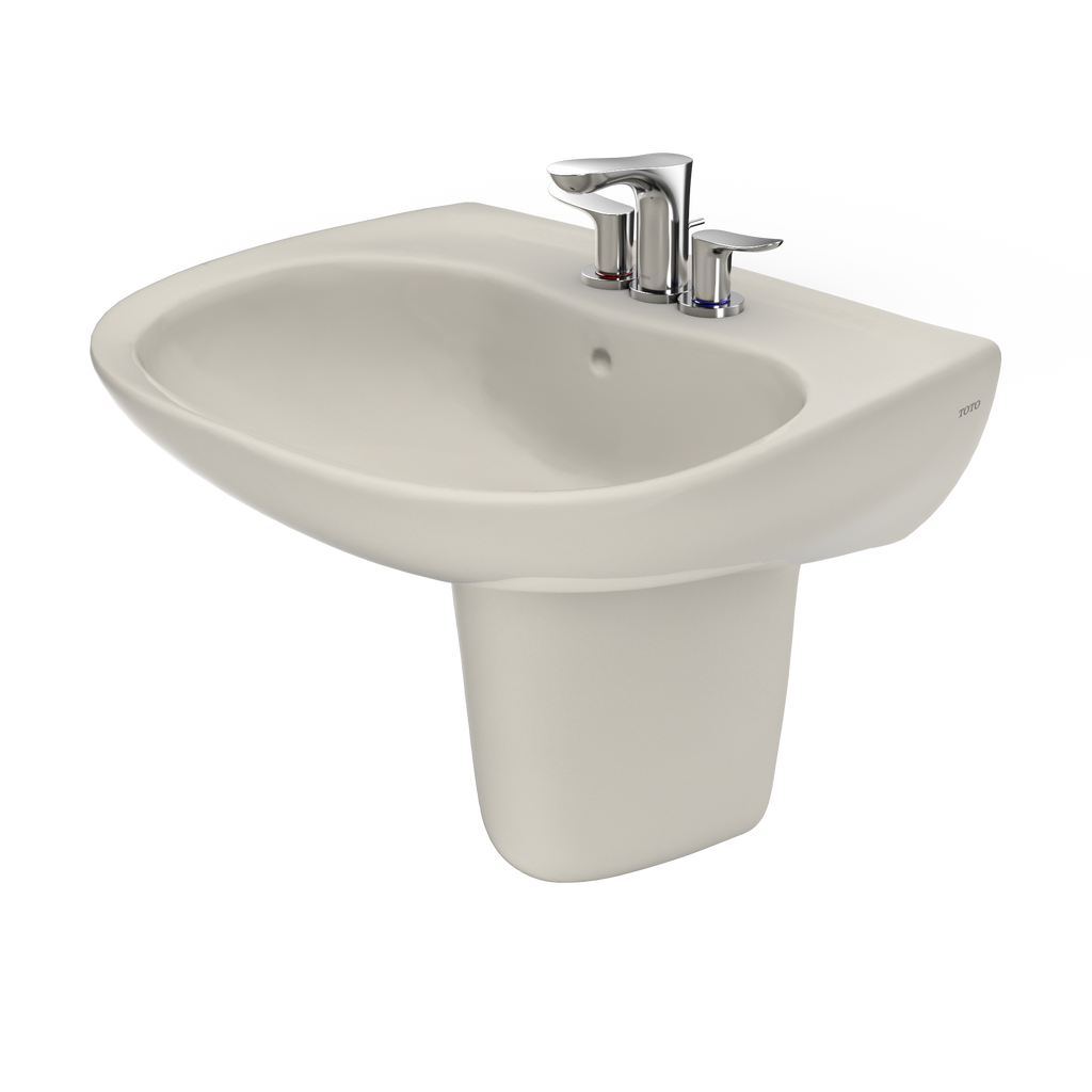 TOTO LHT242.4G#12 Prominence Oval Wall-Mount Bathroom Sink With Cefiontect And Shroud For 4 Inch Center Faucets - Sedona Beige