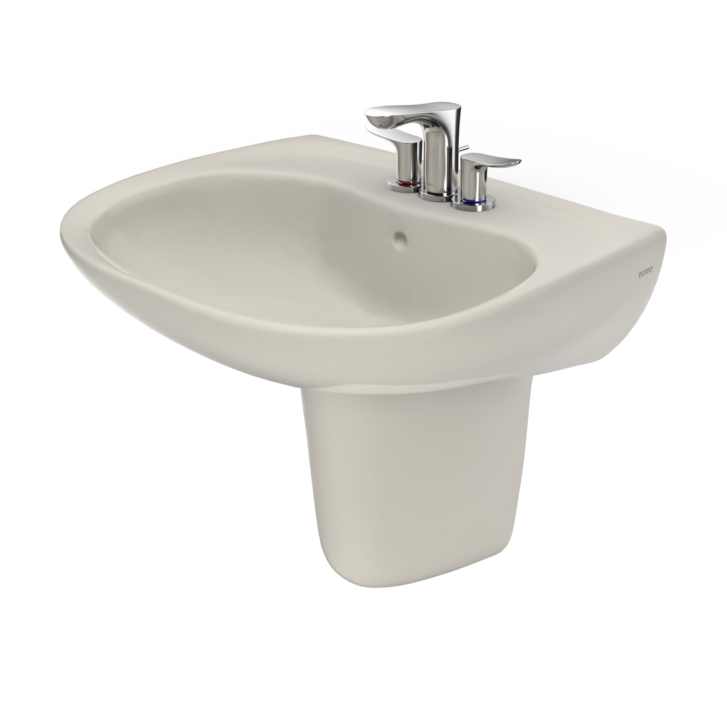 TOTO LHT242.4G#12 Prominence Oval Wall-Mount Bathroom Sink With Cefiontect And Shroud For 4 Inch Center Faucets - Sedona Beige