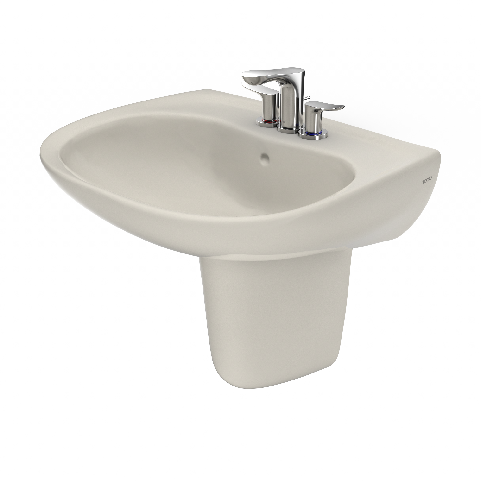 TOTO LHT242.4G#12 Prominence Oval Wall-Mount Bathroom Sink With Cefiontect And Shroud For 4 Inch Center Faucets - Sedona Beige