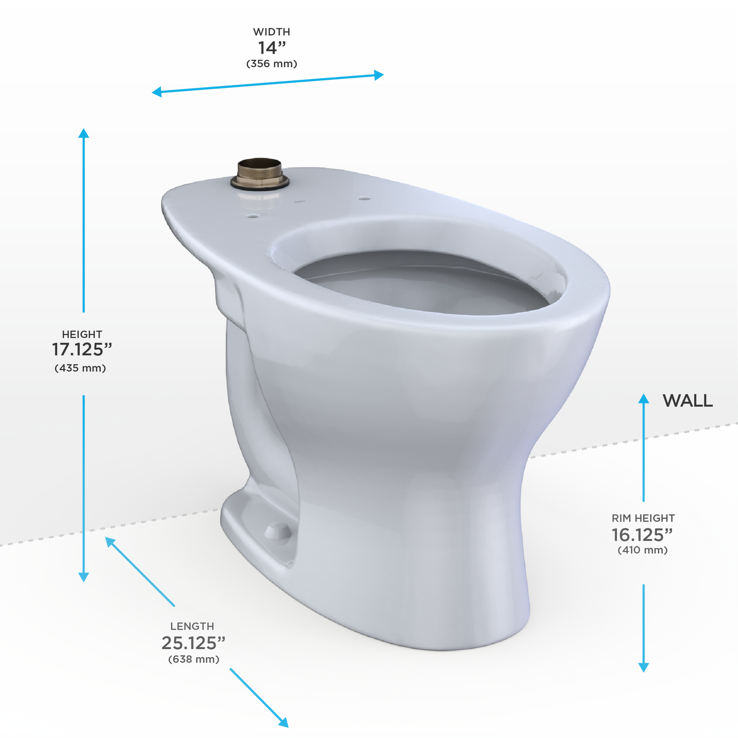 TOTO CT725CUFG#01 Tornado Flush Commercial Flushometer Floor-Mounted Universal Height Toilet With Cefiontect - Cotton White