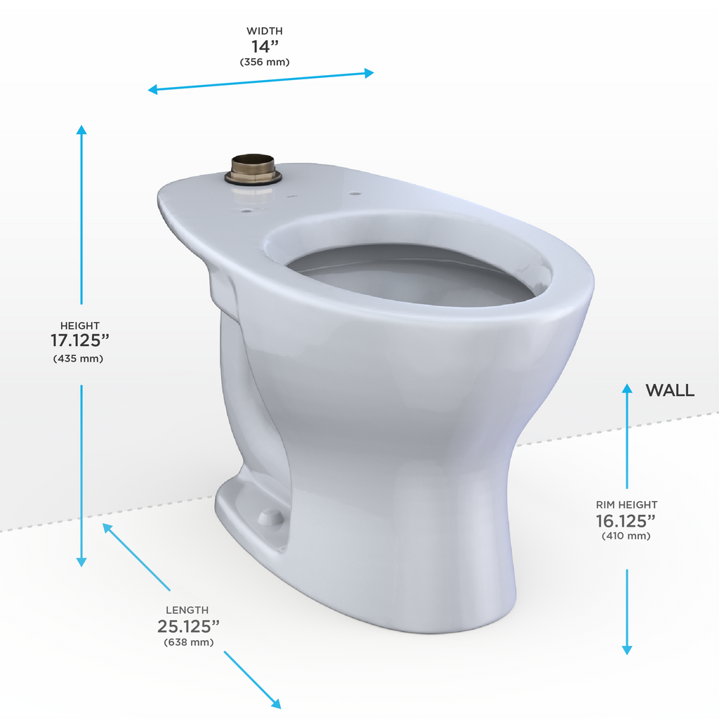 TOTO CT725CUF#01 Tornado Flush Commercial Flushometer Floor-Mounted Universal Height Toilet - Cotton White