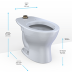 TOTO CT725CUF#01 Tornado Flush Commercial Flushometer Floor-Mounted Universal Height Toilet - Cotton White