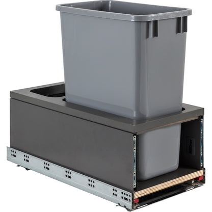 HARDWARE RESOURCES CAN-MDB5-S35G Single 35 Quart Metal Drawer Box Soft-close Trashcan Pullout - Grey