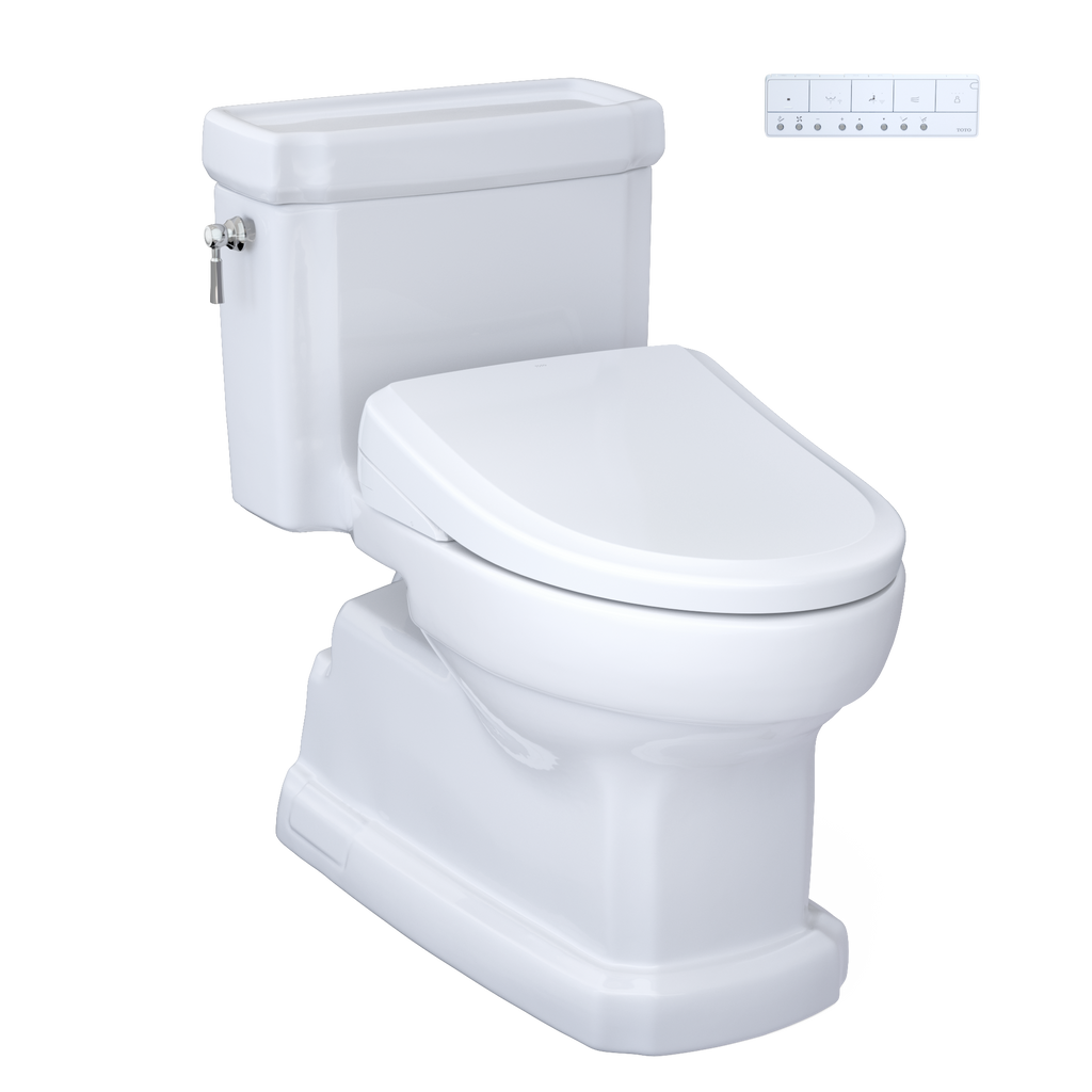 TOTO CST974CEFGAT40#01 Eco Guinevere Washlet+ Ready Elongated 1.28 Gpf Universal Height Skirted Toilet With Cefiontect - Cotton White