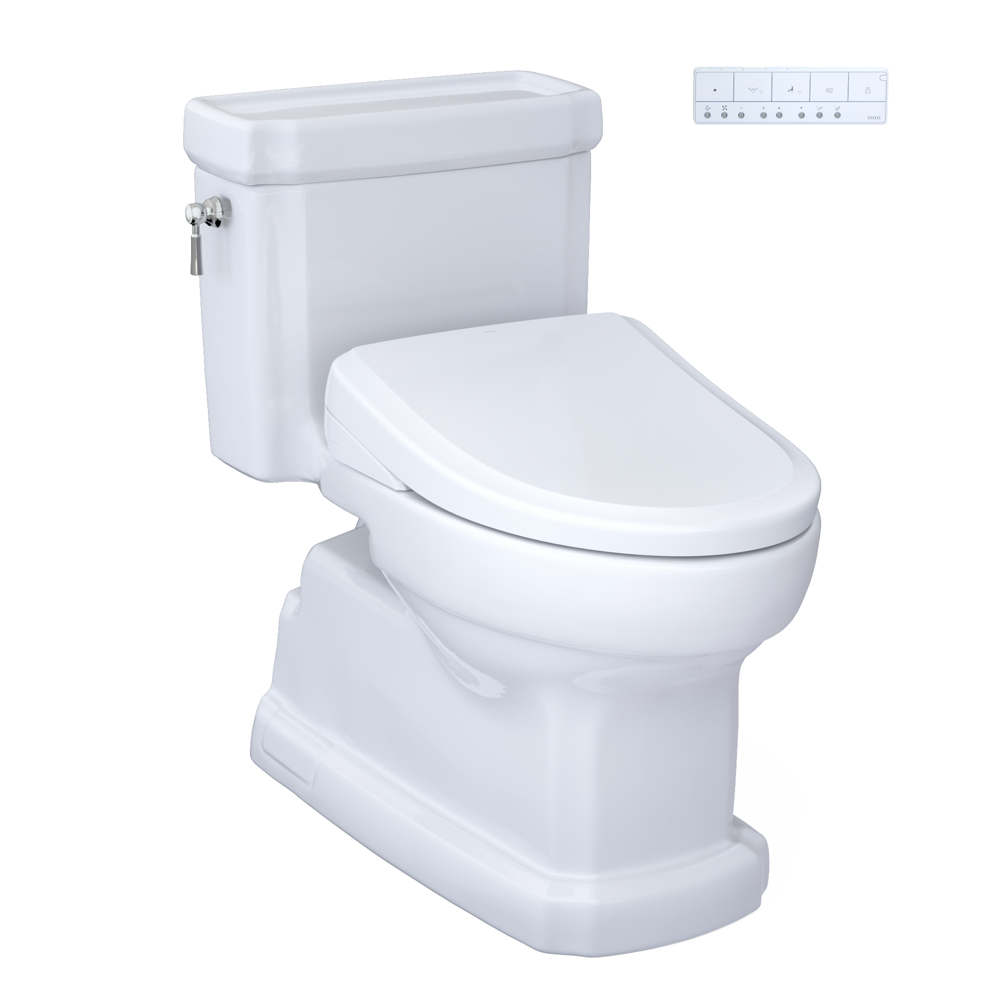 TOTO CST974CEFGAT40#01 Eco Guinevere Washlet+ Ready Elongated 1.28 Gpf Universal Height Skirted Toilet With Cefiontect - Cotton White