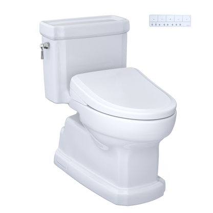 TOTO CST974CEFGAT40#01 Eco Guinevere Washlet+ Ready Elongated 1.28 Gpf Universal Height Skirted Toilet With Cefiontect - Cotton White