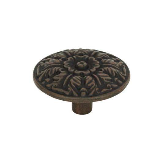 ATLAS 138-R Hammered Medallion 1-1/2" Diameter Round Knob , Rust