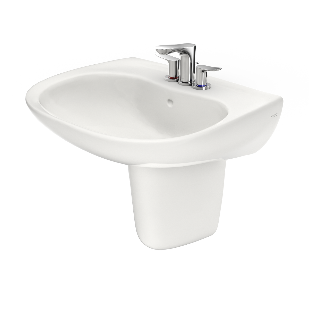TOTO LHT242.4G#11 Prominence Oval Wall-Mount Bathroom Sink With Cefiontect And Shroud For 4 Inch Center Faucets - Colonial White