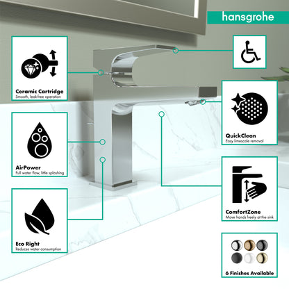 HANSGROHE 32527001 Chrome Metropol Modern Single Hole Bathroom Faucet 0.5 GPM