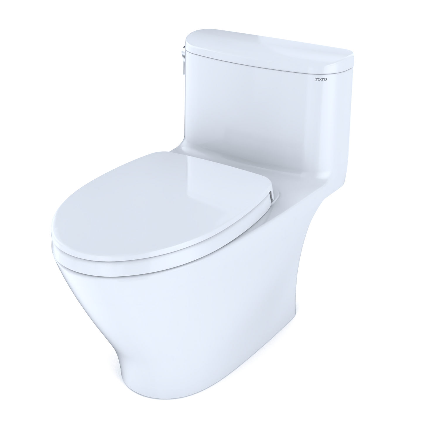 TOTO MS642124CEFG#01 Nexus One-Piece Elongated 1.28 GPF Universal Height Toilet with CEFIONTECT and SS124 SoftClose Seat , Cotton White