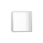 HANSGROHE 56099800 XtraStoris Individual Wall Niche Matte White with Design Frame 12"x 12"x 4" - Brushed Stainless Steel