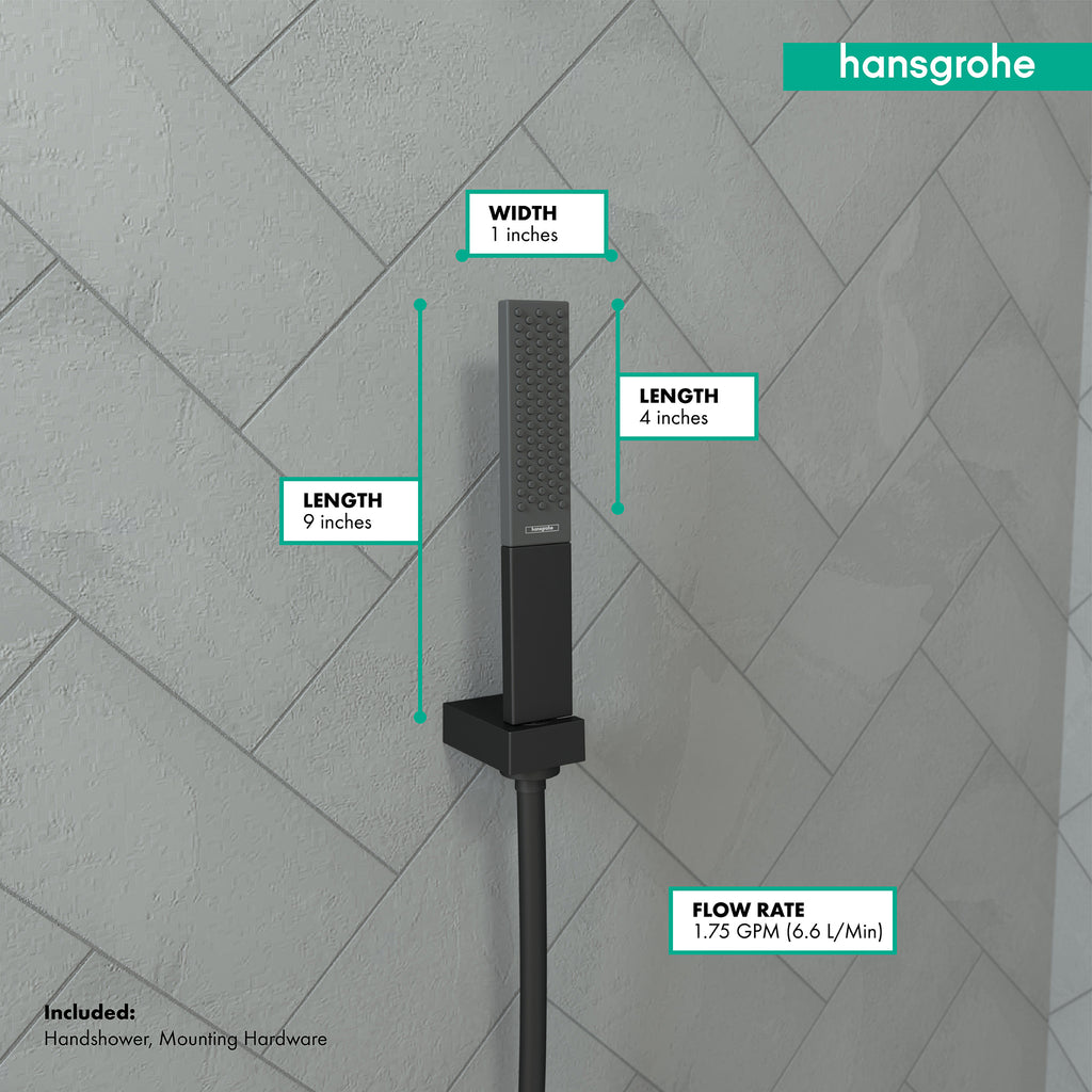 HANSGROHE 26867671 Rainfinity Baton Handshower 100 1-Jet, 1.75 GPM - Matte Black